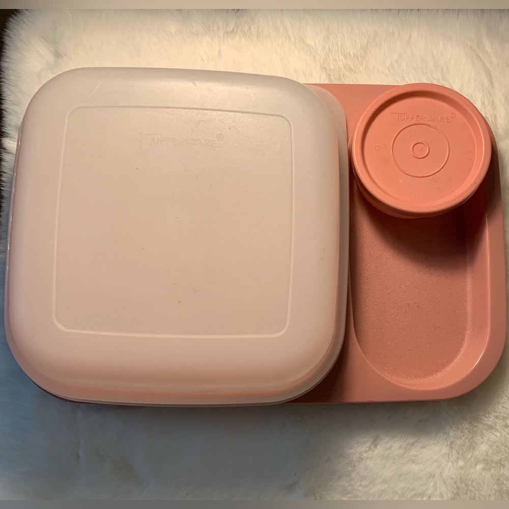 Tupperware Meal Mate 1837 Mauve Pink Divided Meal Tray w/ small container! New!